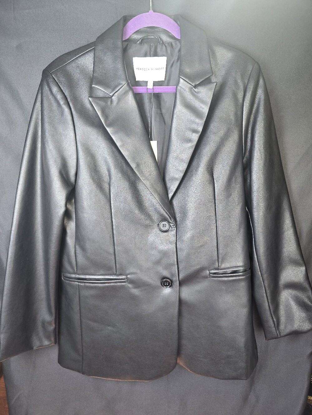 NWT Rebecca Minkoff Black Vegan Leather Blazer RM-307 M